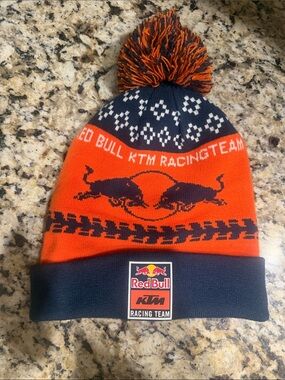 KTM factory racing team toboggan Orange & Navy Pom Beanie

Like new